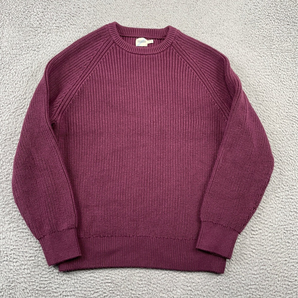 Fair Harbor Sweater Mens XL Wine Shaker Stitch Organic Cotton SeaWool Crewneck